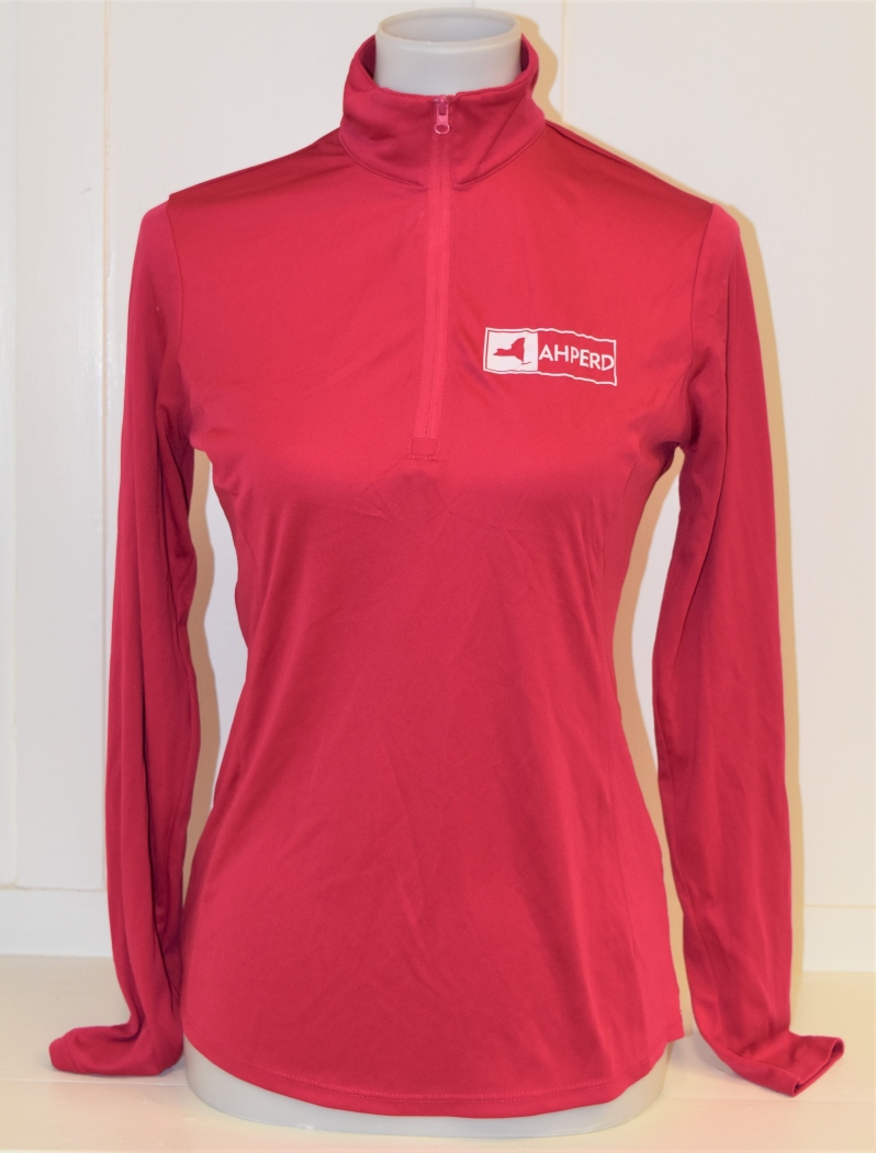 Women's Sport-Tek 1/2 zip long sleeve- red