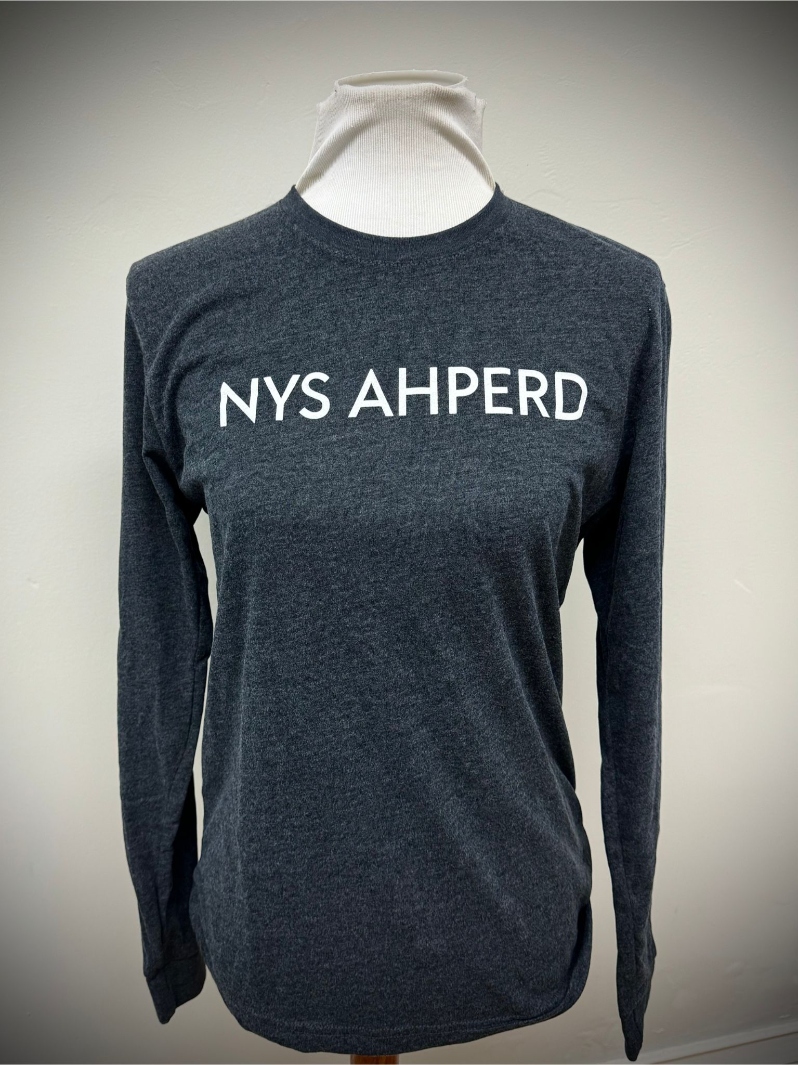 Product Description: Select "more images" to view other color options</br></br>This Ultra Soft Next Level Long Sleeve Shirt Features:</br></br>60% cotton / 40% Polyester Blend</br>Relaxed Unisex Fit</br>NYS AHPERD Logo On Center Chest</br> Next Level Unisex Sueded Long Sleeve Shirt